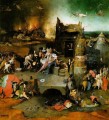 Tentación de San Antonio panel central del tríptico moral Hieronymus Bosch